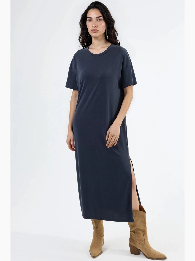 Relaxed fit midi-jurk hiccup Donkergrijs - Kiabi