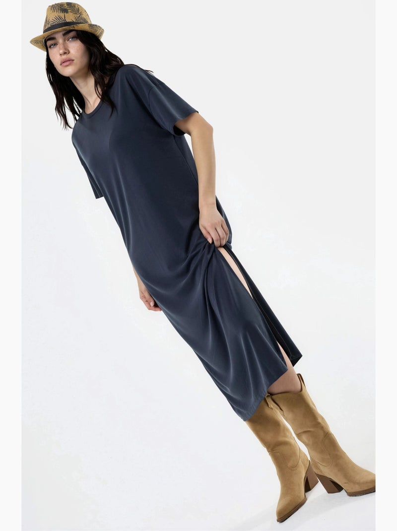 Relaxed fit midi-jurk hiccup Donkergrijs - Kiabi