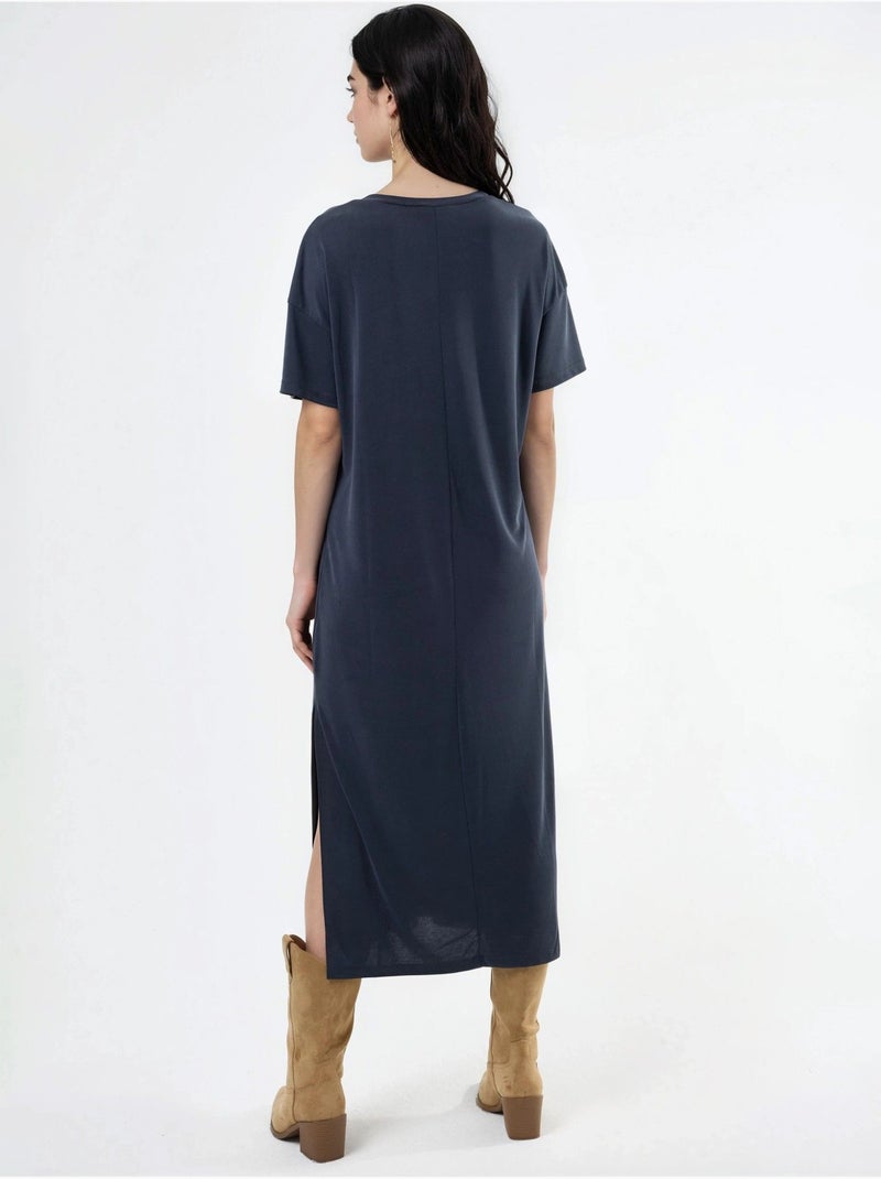Relaxed fit midi-jurk hiccup Donkergrijs - Kiabi