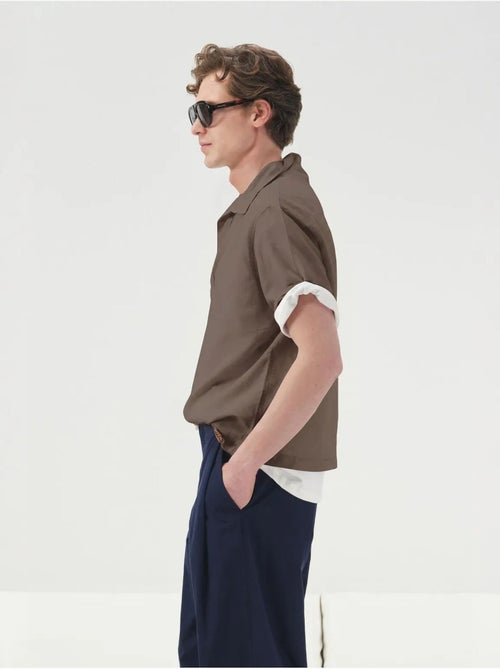 Relaxed fit overhemd met korte mouwen van poplin giesto - Kiabi