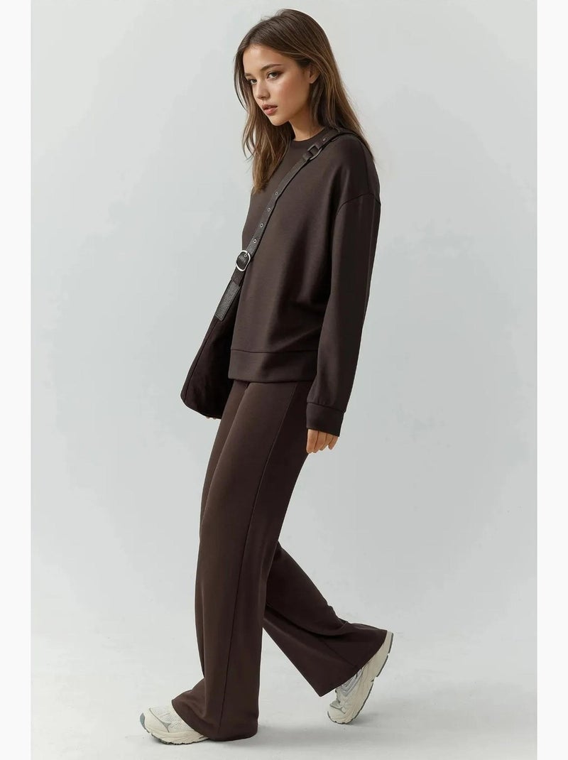 Relaxed fit sweatpants met rechte pijpen met modal-touch hiccup Donkerbruin - Kiabi