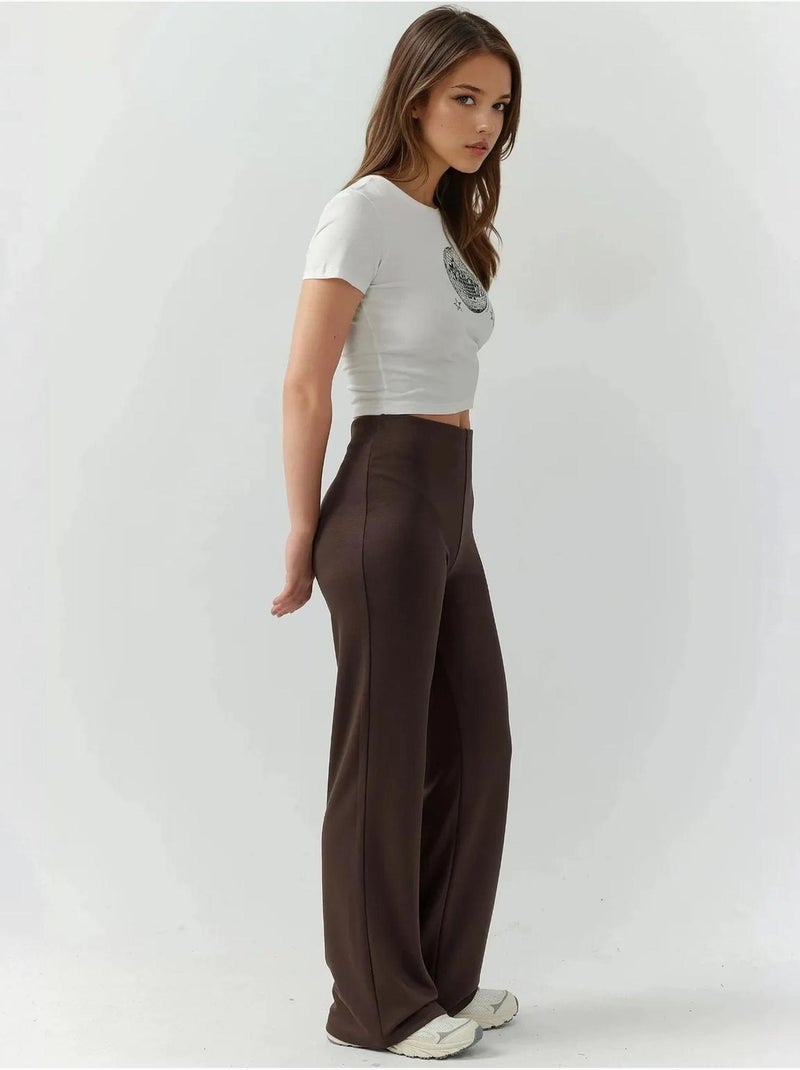 Relaxed fit sweatpants met rechte pijpen met modal-touch hiccup Donkerbruin - Kiabi