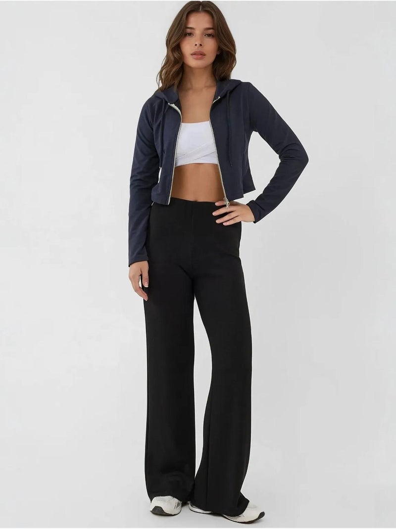 Relaxed fit sweatpants met rechte pijpen met modal-touch hiccup Zwart - Kiabi