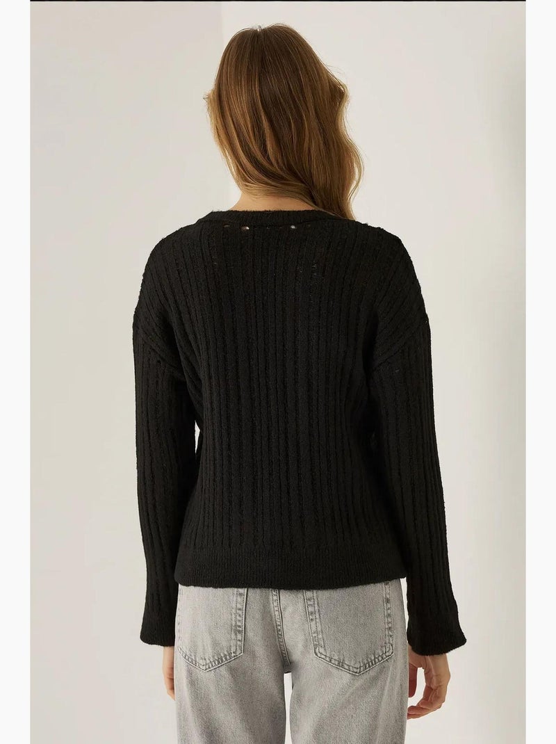 Relaxed fit trui met ronde hals hiccup Zwart - Kiabi