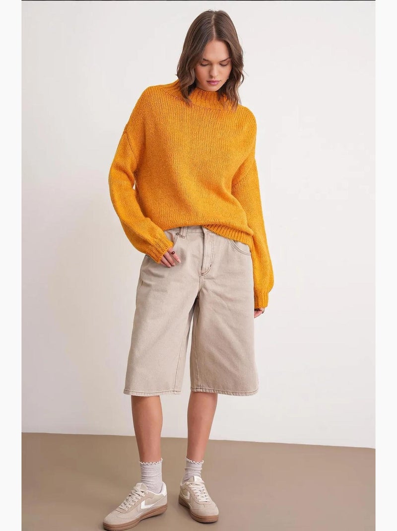 Relaxed fit trui met ronde hals van dik breisel mixray Amber - Kiabi