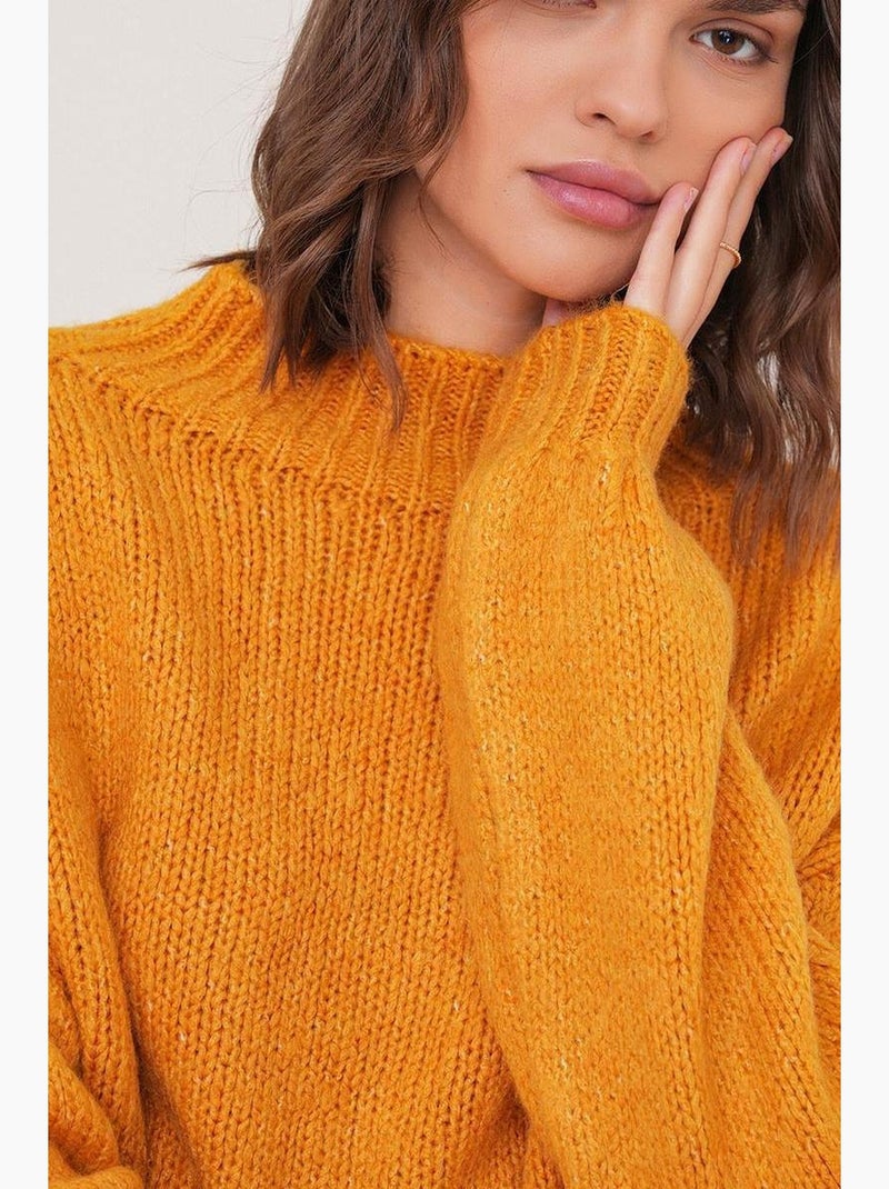 Relaxed fit trui met ronde hals van dik breisel mixray Amber - Kiabi