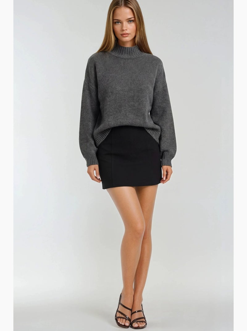 Relaxed fit trui met ronde hals van dik breisel mixray Donkergrijs - Kiabi