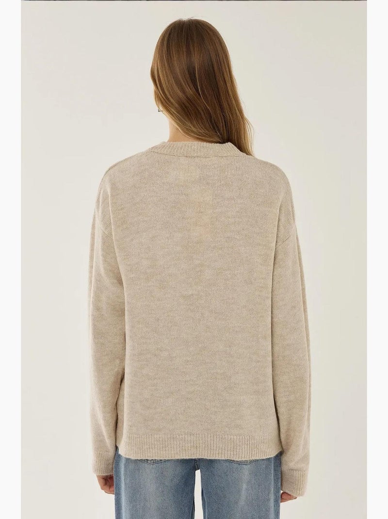 Relaxed fit trui met strikdetail hiccup Klei-beige - Kiabi