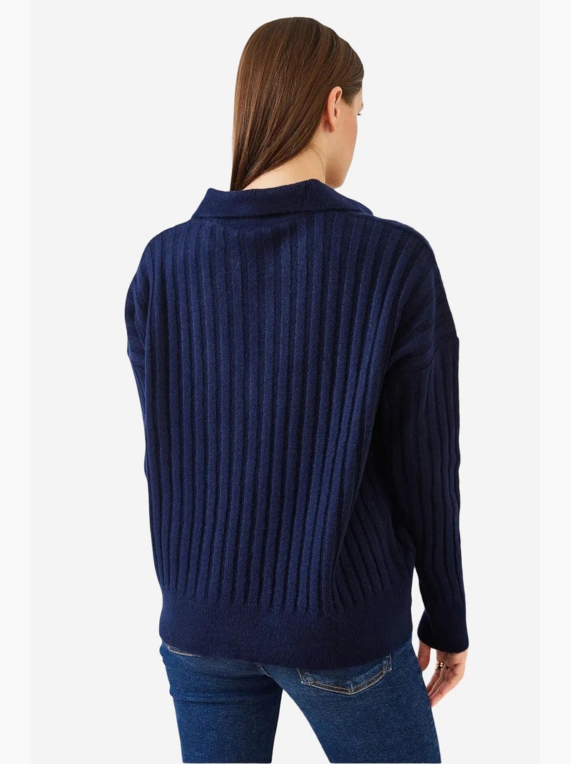 Relaxed fit trui met v-hals lucci Marineblauw - Kiabi