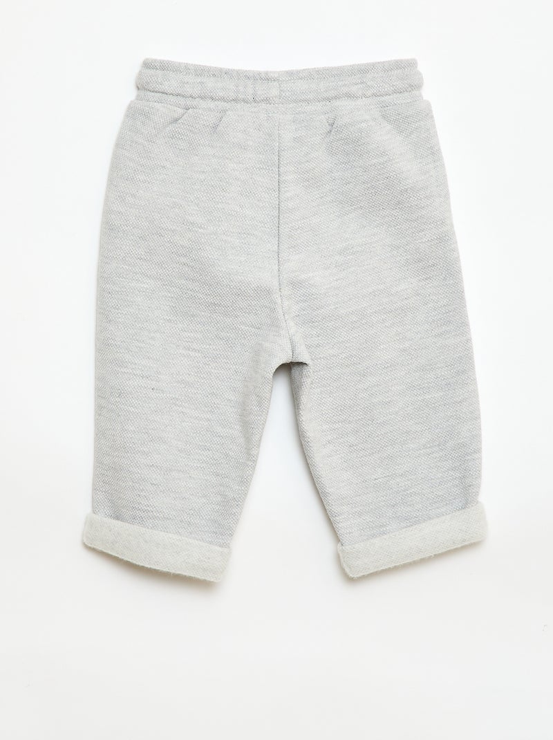 Relaxte broek van piqué breisel Grijs - Kiabi