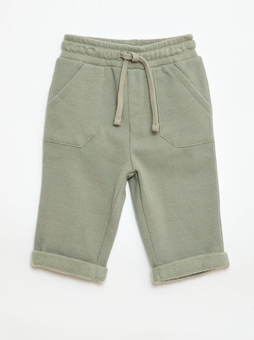 Relaxte broek van piqué breisel - Kiabi