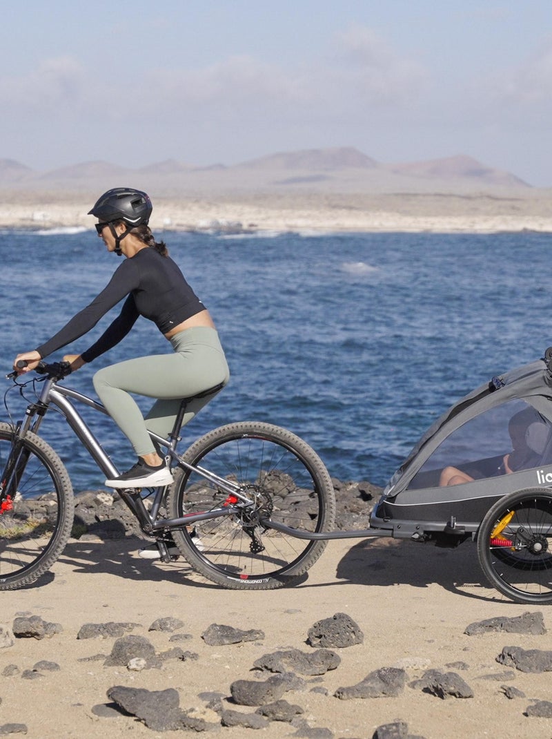 Remorque vélo 2en1 LIONELO Cama - Poussette tout terrain - 2 enfants - Jusqu’à 6 ans Gris Gris - Kiabi