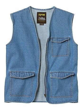 Mouwloos spijkervest met rits - ATLAS FOR MEN