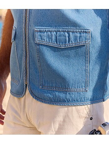 Mouwloos spijkervest met rits - ATLAS FOR MEN