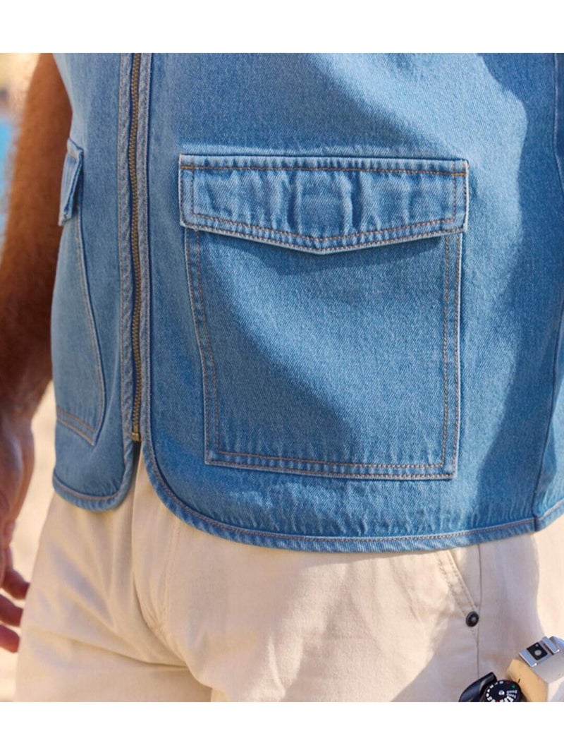 Reportervest van denim - ATLAS FOR MEN Blauw - Kiabi