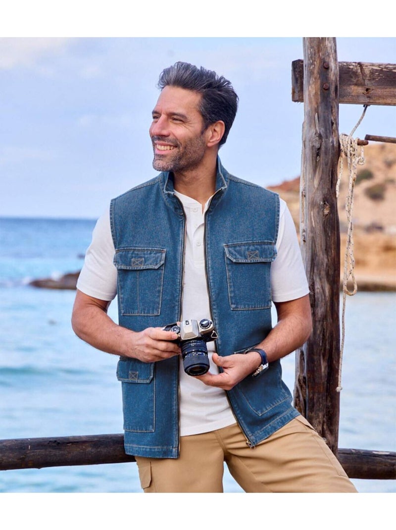 Reportervest van denim - ATLAS FOR MEN Blauw - Kiabi
