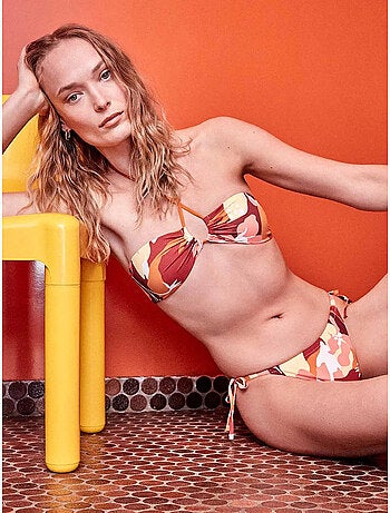 Retro geometrische bandeau bikini top zonder beugel