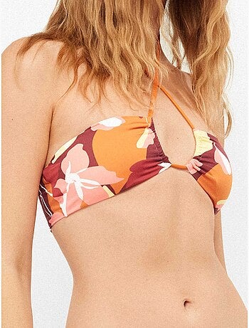 Retro geometrische bandeau bikini top zonder beugel