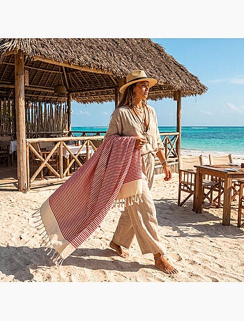 Reva | authentique fouta en nid d'abeille coton recyclé 1x2 m zanzibar