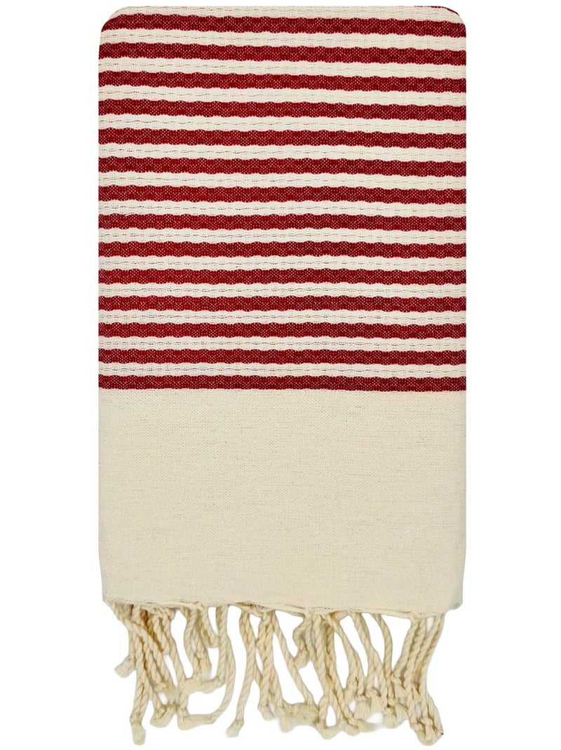 Reva | authentique fouta en nid d'abeille coton recyclé 1x2 m zanzibar Rouge - Kiabi