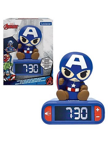 Réveil avec veilleuse captain america en 3d