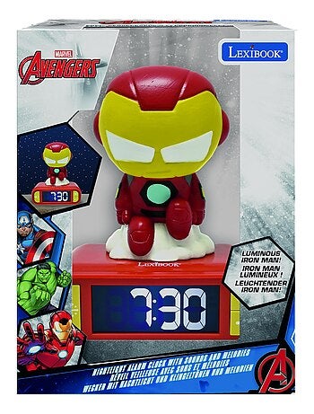 Réveil avec veilleuse iron man en 3d