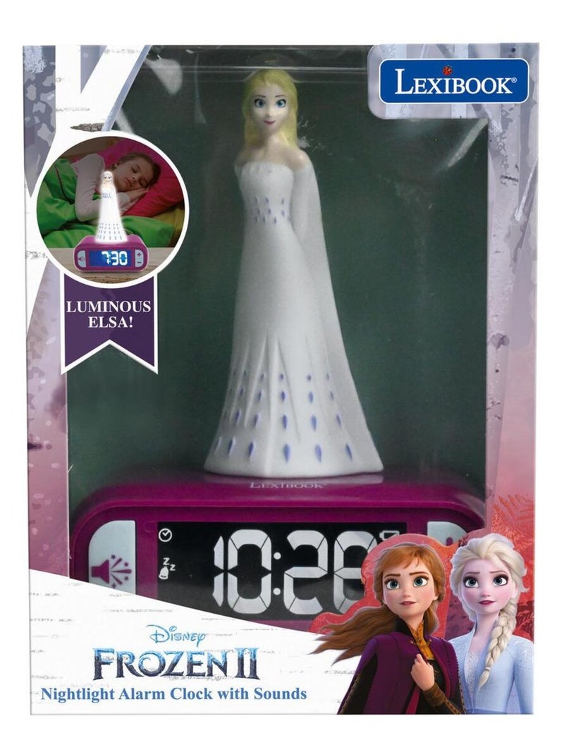 Réveil avec veilleuse la reine des neiges elsa en 3d Violet - Kiabi