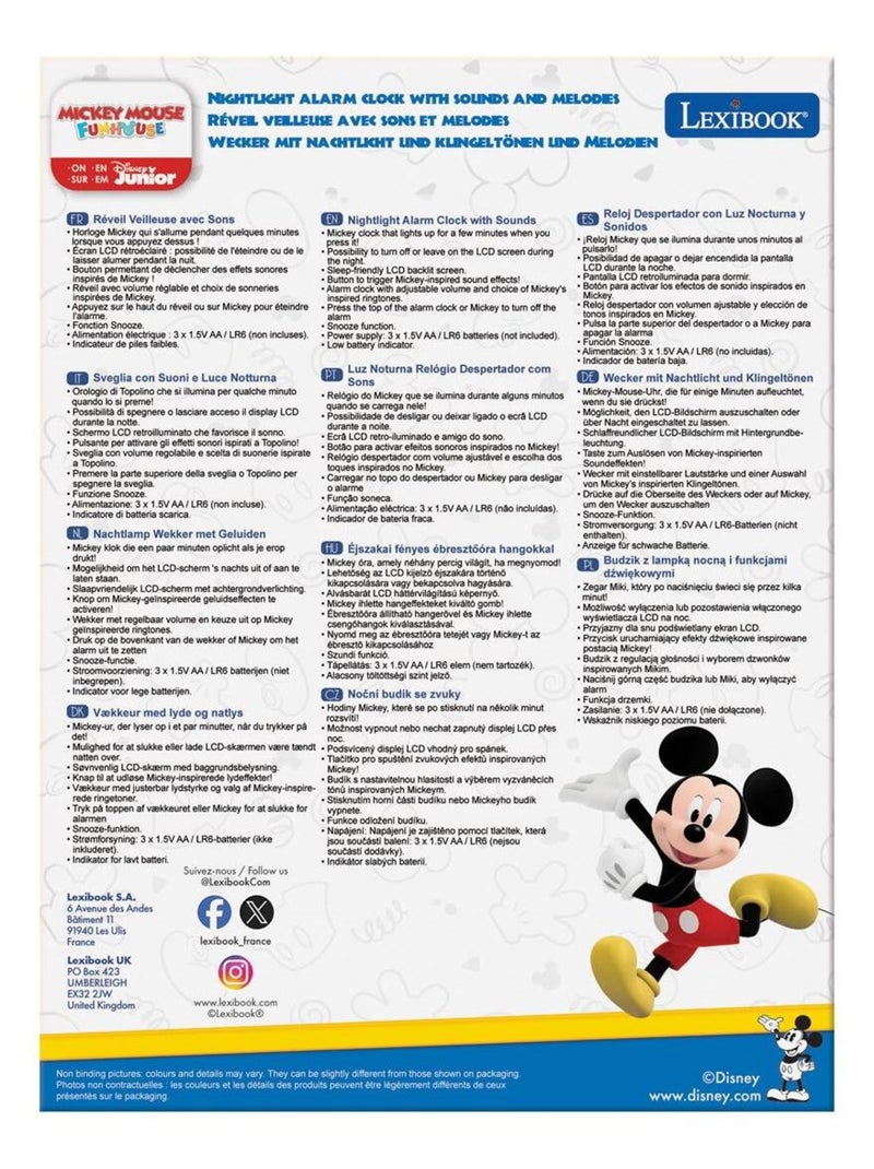 Réveil avec veilleuse lumineuse mickey en 3d Bleu - Kiabi