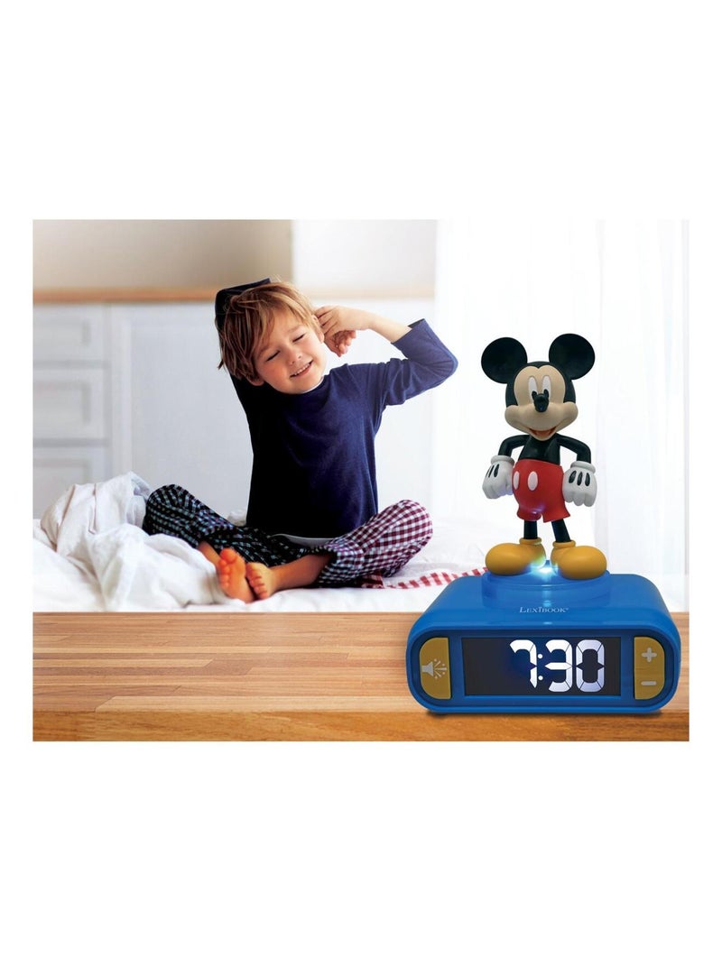 Réveil avec veilleuse lumineuse mickey en 3d Bleu - Kiabi