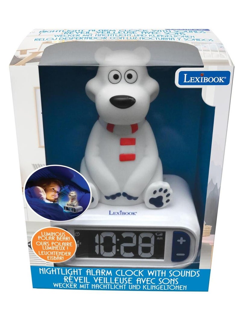 Réveil avec veilleuse ours polaire en 3d Blanc - Kiabi