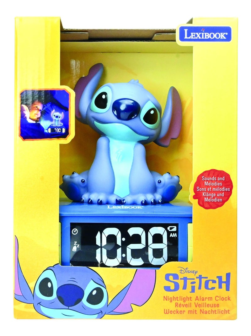 Réveil avec veilleuse stitch en 3d Bleu - Kiabi