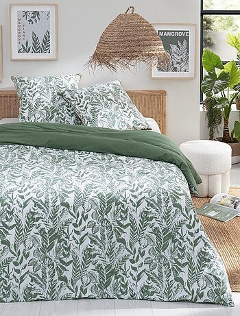 Reversibel beddengoedset met tropisch bladmotief MANGROVE Future Home