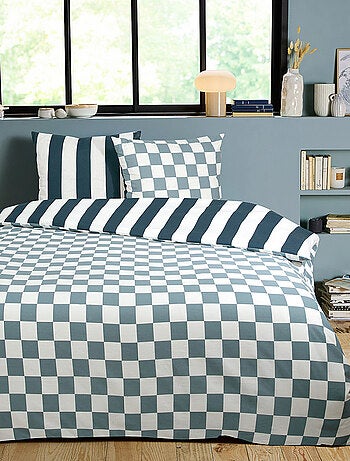 Reversible beddengoed set ruitdessin met streepmotief 240 x 220 cm – Future Home