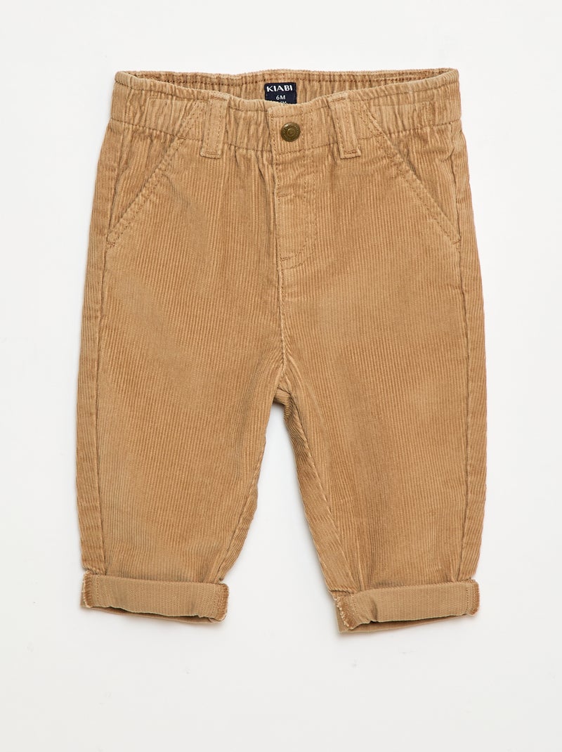 Ribbroek met paperbagtaille Biege - Kiabi