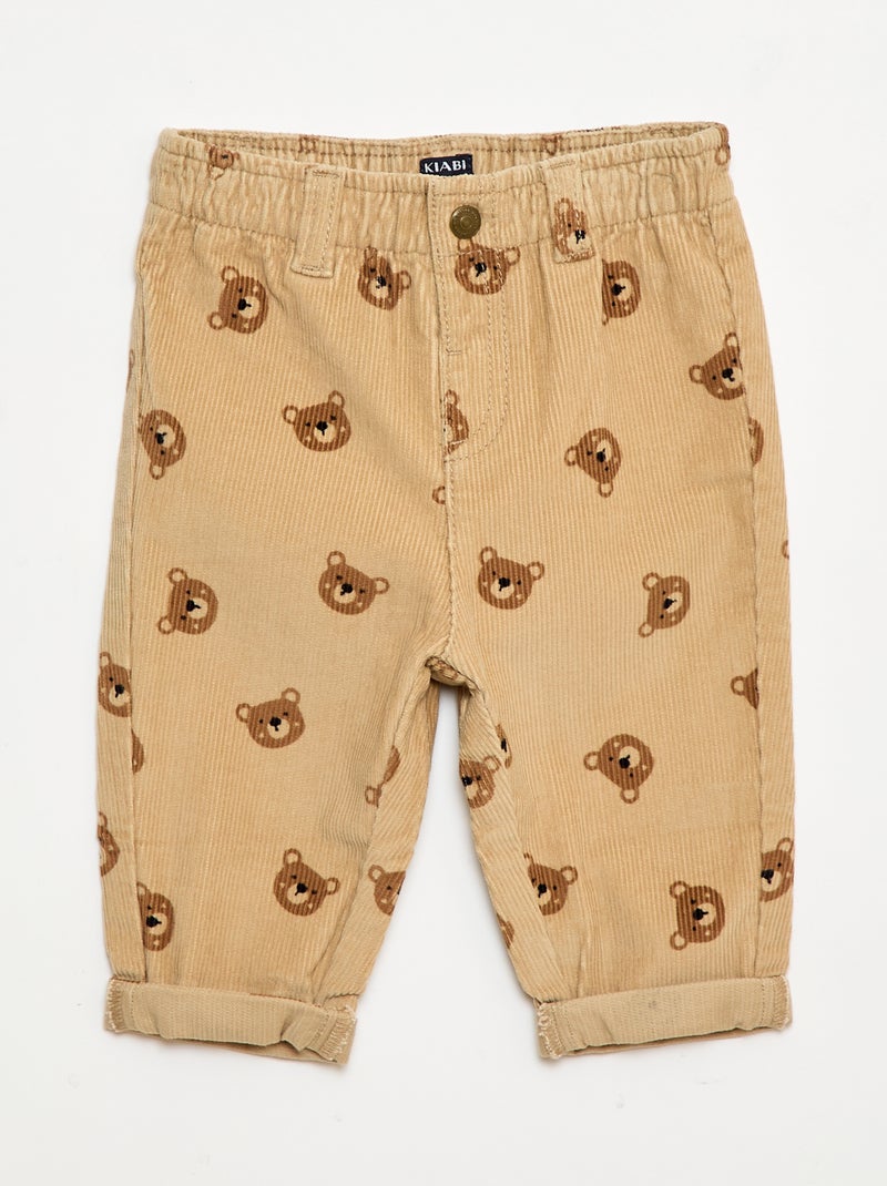Ribbroek met paperbagtaille Biege - Kiabi