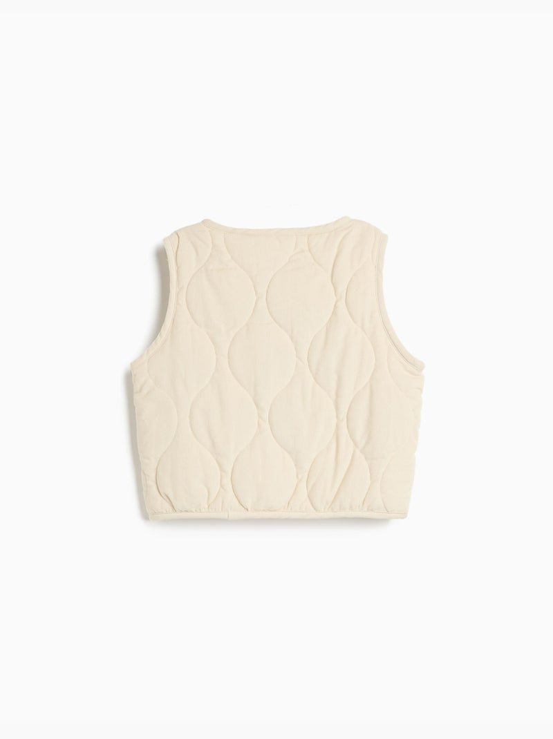 Ribfluweld gewatteerd vest, mo fashion Beige - Kiabi