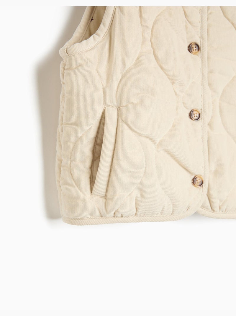 Ribfluweld gewatteerd vest, mo fashion Beige - Kiabi