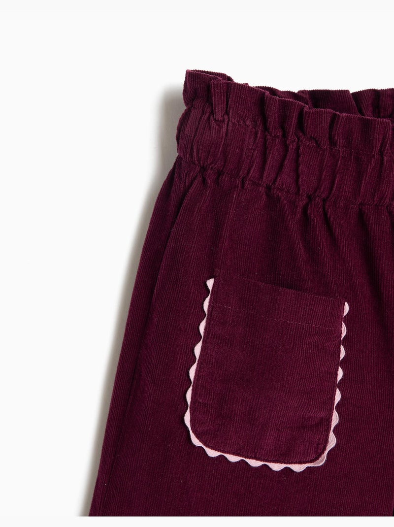 Ribfluwelen culotte broek, mo fashion Paars - Kiabi