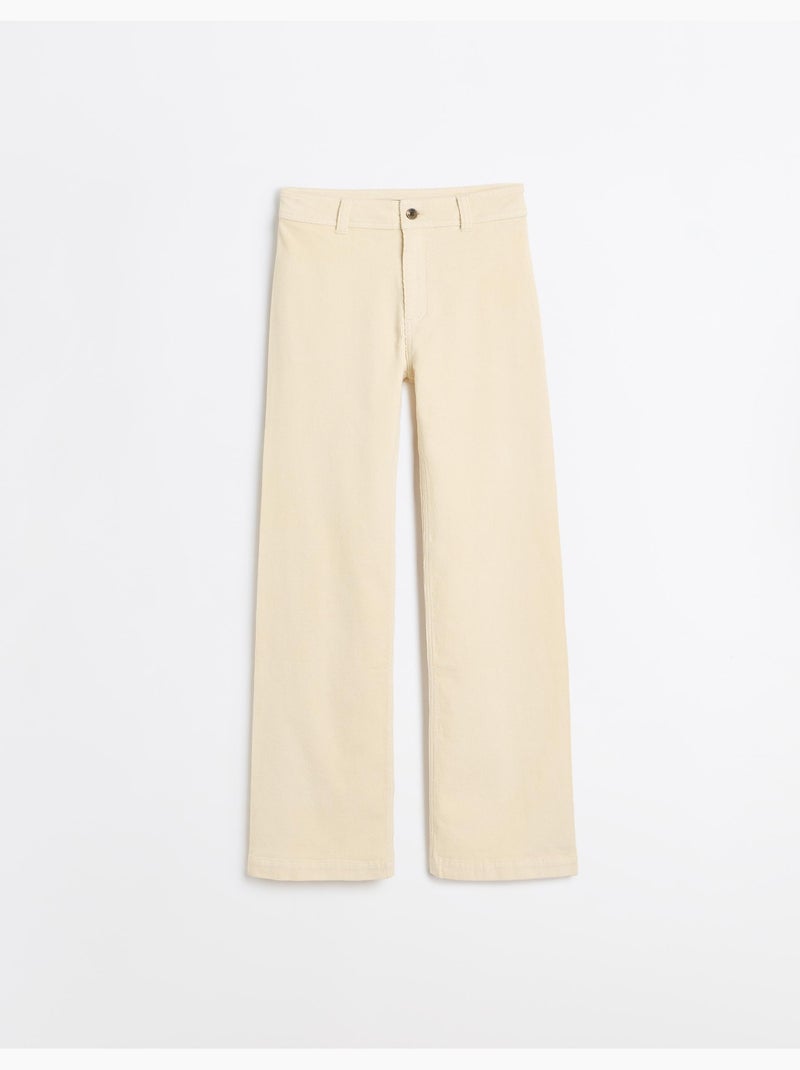 Ribfluwelen wijde broek, mo fashion Beige - Kiabi