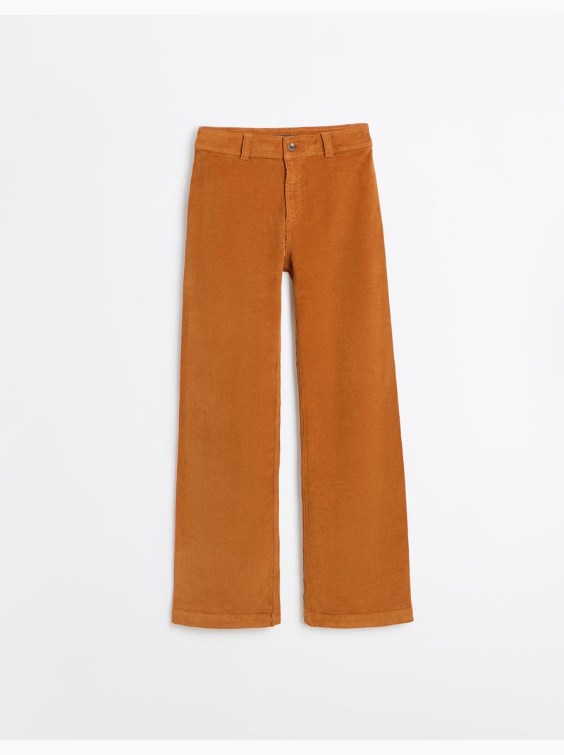 Ribfluwelen wijde broek, mo fashion Bruin - Kiabi