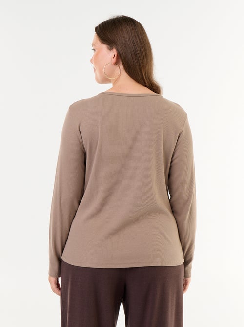 Ribgebreid basic T-shirt - Kiabi Ribgebreid basic T-shirt - Kiabi