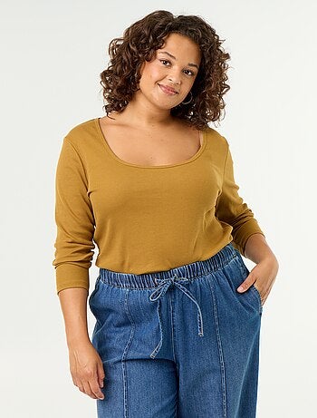 Ribgebreid basic T-shirt