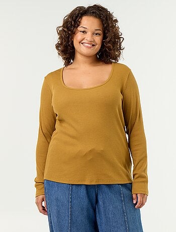 Ribgebreid basic T-shirt