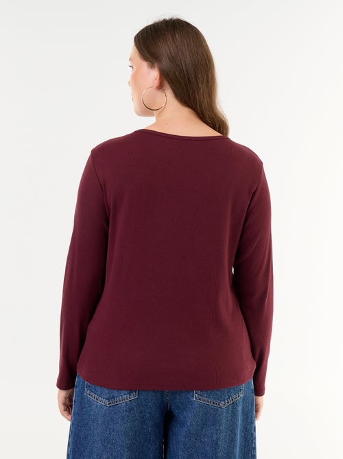 Ribgebreid basic T-shirt - Kiabi Ribgebreid basic T-shirt - Kiabi