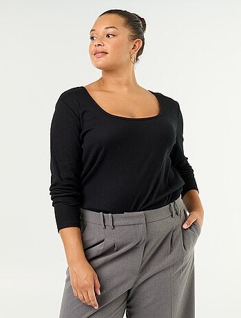 Ribgebreid basic T-shirt