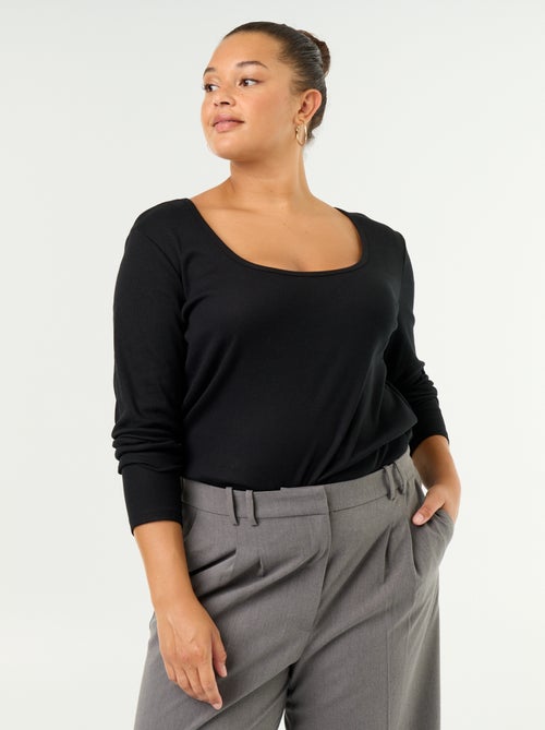 Ribgebreid basic T-shirt - Kiabi