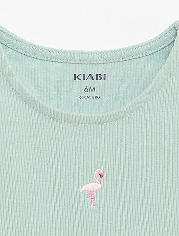 Ribstof top met golvende zoom