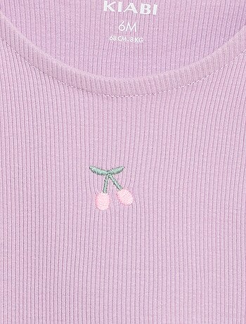 Ribstof top met golvende zoom