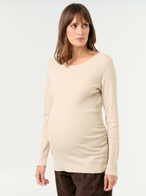 Ribstof zwangerschaps T-shirt - Kiabi