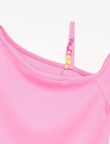 Ribtop met asymmetrische hals